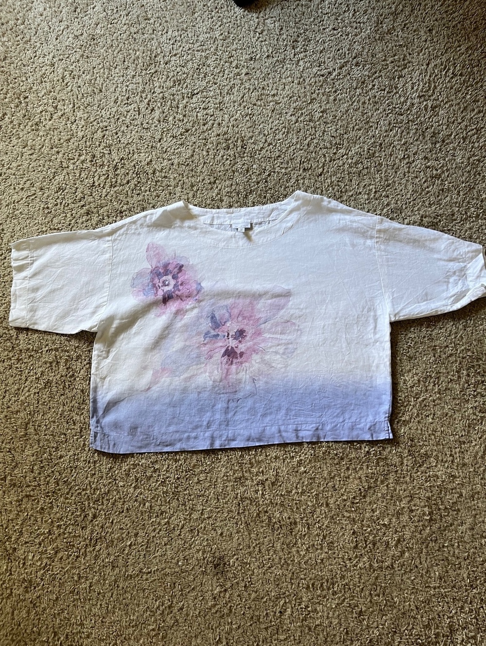 Pure J Jill Linen Petite Medium Floral Print Boxy Top